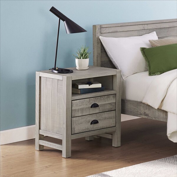 Alaterre Furniture Windsor 2-Drawer Wood Nightstand, Driftwood Gray - ANWI0132