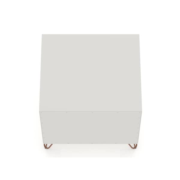Manhattan Comfort Rockefeller 1.0 Nightstand, Off White and Nature - 101GMC3