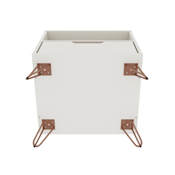 Manhattan Comfort Rockefeller 1.0 Nightstand, Off White and Nature - 101GMC3