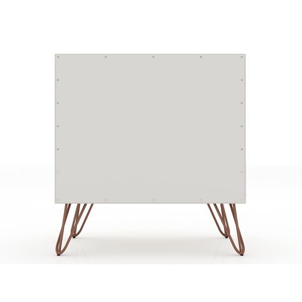Manhattan Comfort Rockefeller 1.0 Nightstand, Off White and Nature - 101GMC3