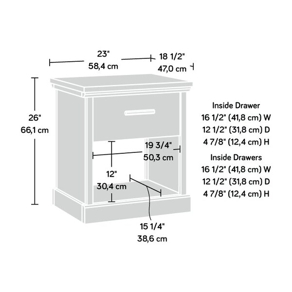 Sauder Aspen Post Night Stand Pmo , Durable, 1 in. thick top for dependable display options - 433957