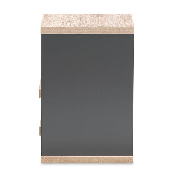 Baxton Studio Pandora Modern Dark Grey and Light Brown Two-Tone 2-Drawer Nightstand - 141-7961