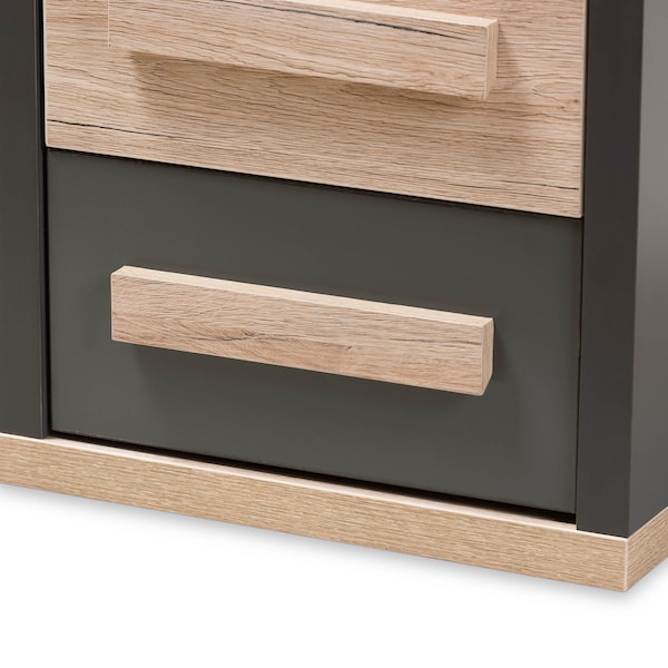 Baxton Studio Pandora Modern Dark Grey and Light Brown Two-Tone 2-Drawer Nightstand - 141-7961