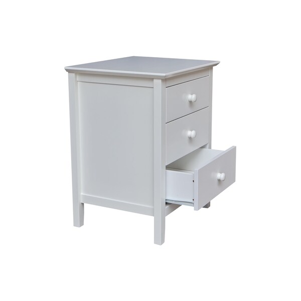International Concepts Solid Wood Bedroom Nightstand with 3 Drawers, White - BD08-8013