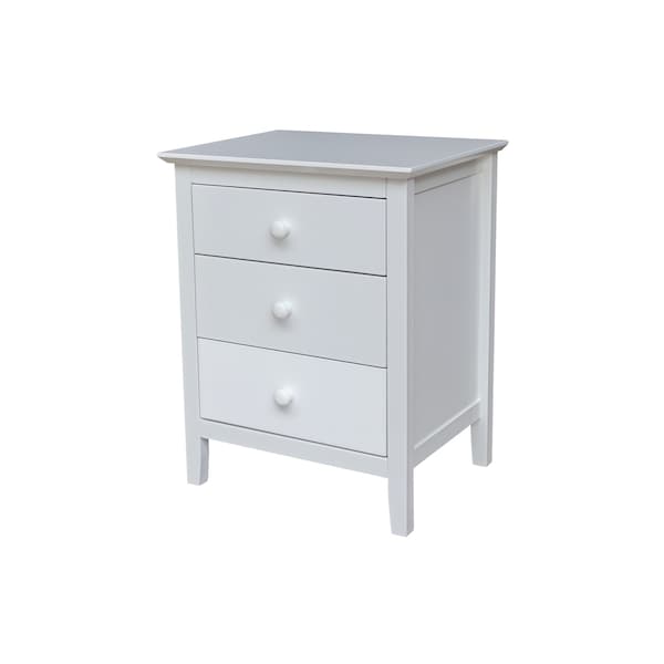 International Concepts Solid Wood Bedroom Nightstand with 3 Drawers, White - BD08-8013
