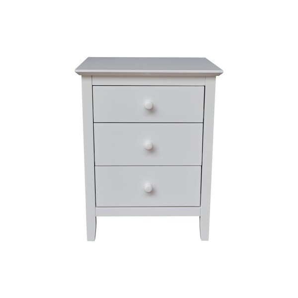 International Concepts Solid Wood Bedroom Nightstand with 3 Drawers, White - BD08-8013