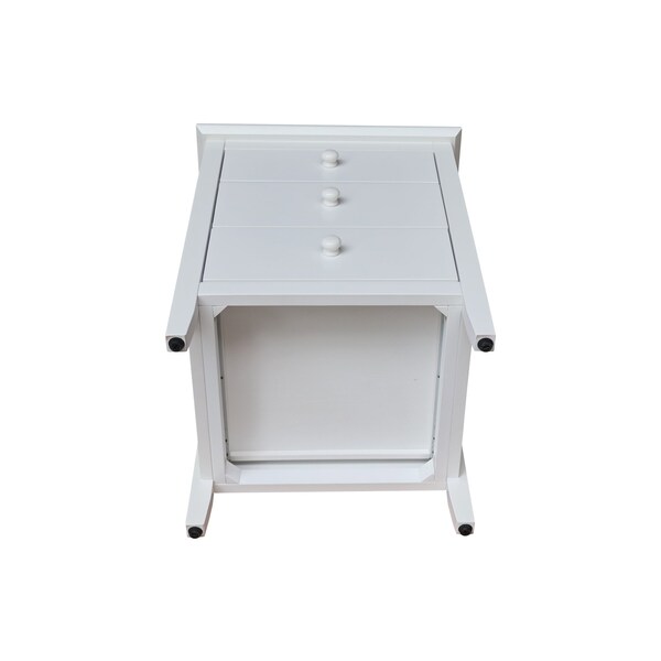 International Concepts Solid Wood Bedroom Nightstand with 3 Drawers, White - BD08-8013