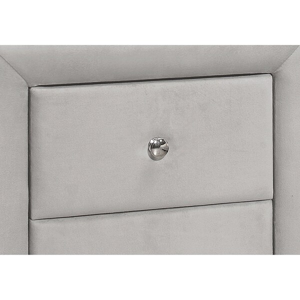 Monarch Specialties Bedroom Accent, Nightstand, End, Side, Lamp, Storage Drawer, Bedroom, Upholstered, Velvet, Grey - I 5606