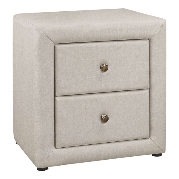 Monarch Specialties Bedroom Accent, Nightstand, End, Side, Lamp, Storage Drawer, Bedroom, Upholstered, Velvet, Grey - I 5606
