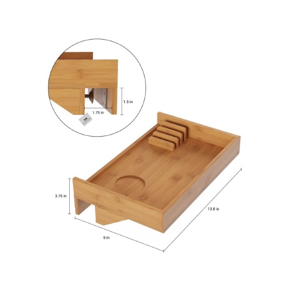 Hastings Home Bedside Shelf Bamboo Modern Clamp-on Floating Nightstand and Bedroom Accessories Tray for Home - 188735DKT