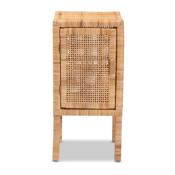 Baxton Studio Vivan Modern Bohemian Natural Brown Rattan 1Door Nightstand - 211-12755-ZORO
