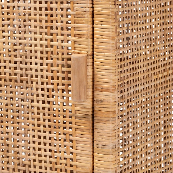 Baxton Studio Vivan Modern Bohemian Natural Brown Rattan 1Door Nightstand - 211-12755-ZORO