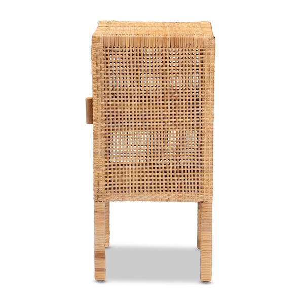 Baxton Studio Vivan Modern Bohemian Natural Brown Rattan 1Door Nightstand - 211-12755-ZORO