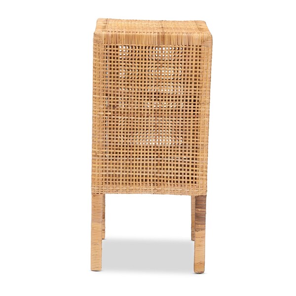 Baxton Studio Vivan Modern Bohemian Natural Brown Rattan 1Door Nightstand - 211-12755-ZORO