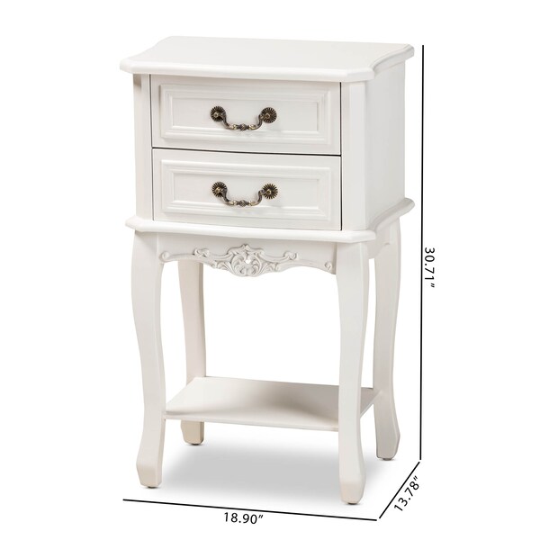 Baxton Studio Gabrielle White-Finished 2-Drawer Wood Nightstand - 162-10260