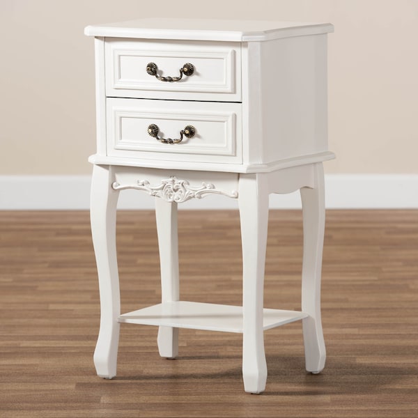 Baxton Studio Gabrielle White-Finished 2-Drawer Wood Nightstand - 162-10260