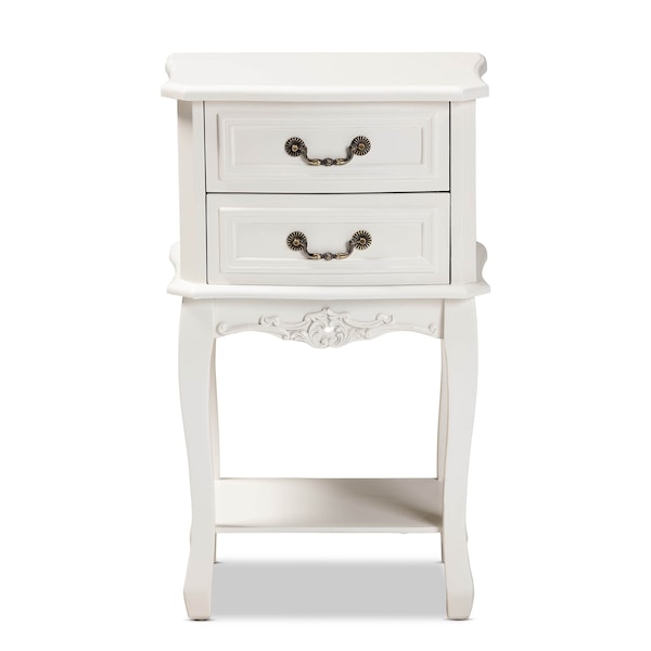 Baxton Studio Gabrielle White-Finished 2-Drawer Wood Nightstand - 162-10260