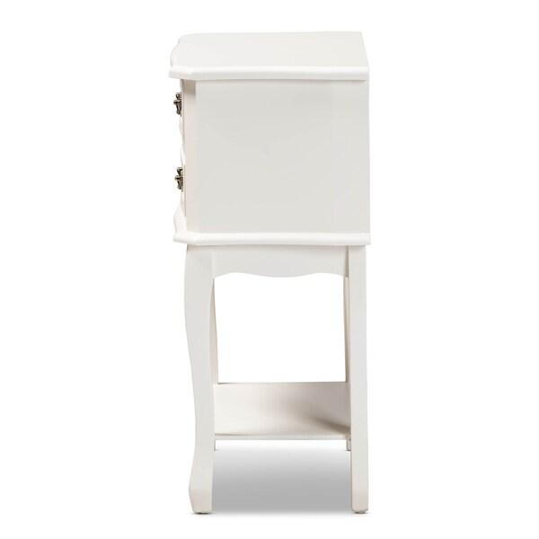 Baxton Studio Gabrielle White-Finished 2-Drawer Wood Nightstand - 162-10260