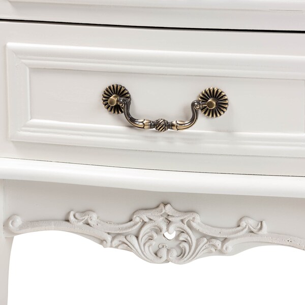 Baxton Studio Gabrielle White-Finished 2-Drawer Wood Nightstand - 162-10260