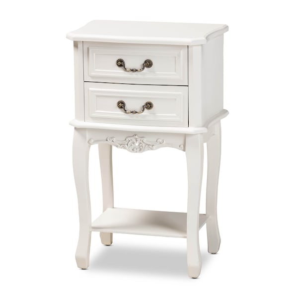 Baxton Studio Gabrielle White-Finished 2-Drawer Wood Nightstand - 162-10260