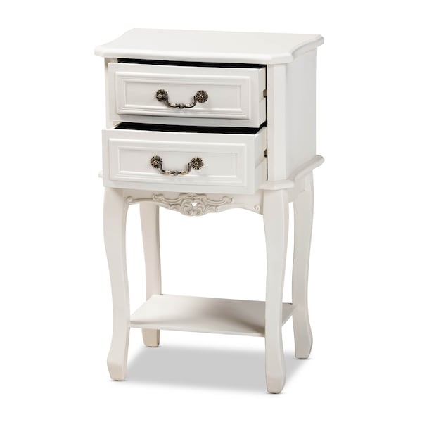Baxton Studio Gabrielle White-Finished 2-Drawer Wood Nightstand - 162-10260