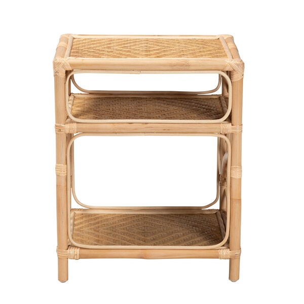 Baxton Studio Baara Modern Bohemian Natural Brown Rattan Nightstand - 230-13150-ZORO