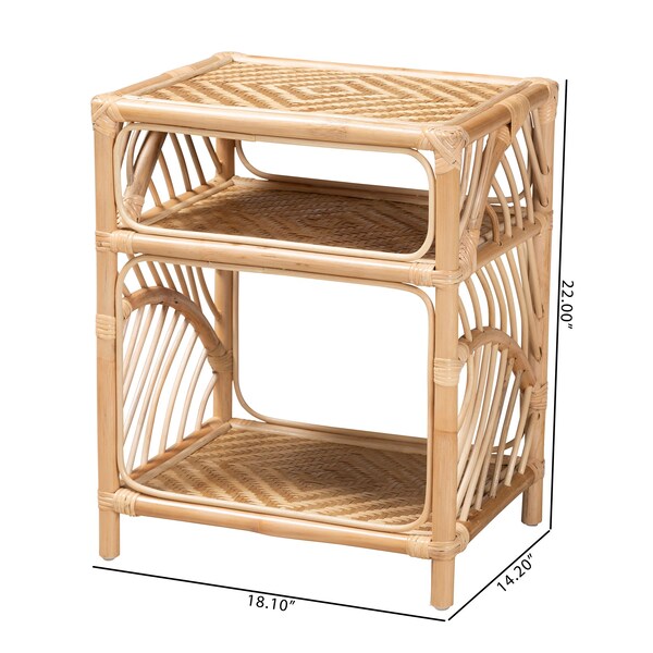 Baxton Studio Baara Modern Bohemian Natural Brown Rattan Nightstand - 230-13150-ZORO