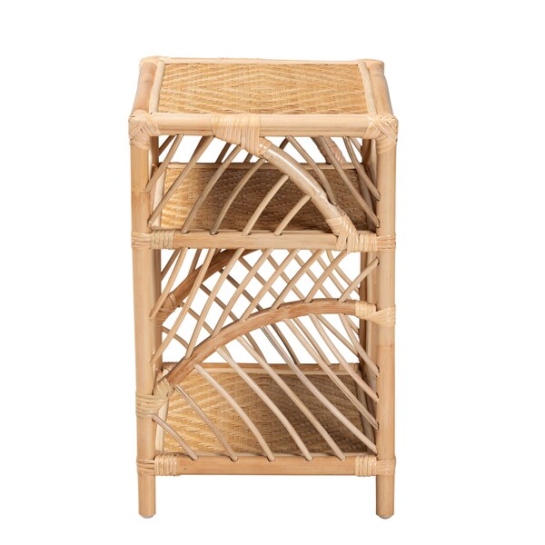 Baxton Studio Baara Modern Bohemian Natural Brown Rattan Nightstand - 230-13150-ZORO