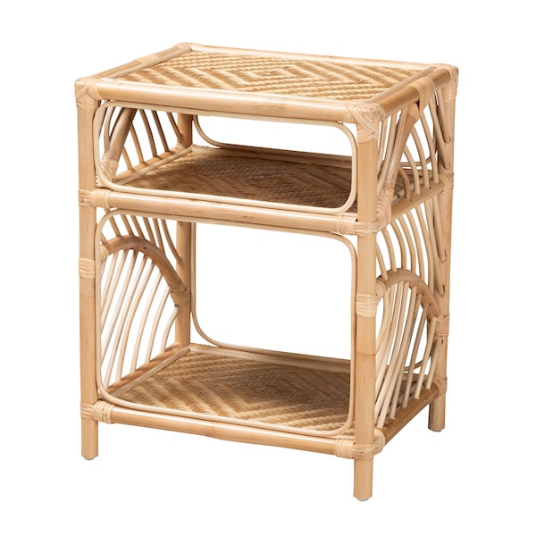 Baxton Studio Baara Modern Bohemian Natural Brown Rattan Nightstand - 230-13150-ZORO