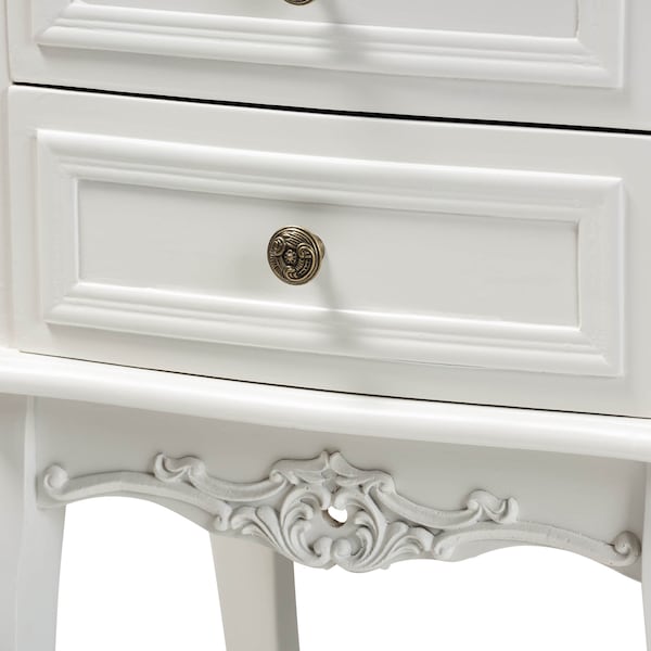 Baxton Studio Darla French White and Cherry Brown Finished Wood 2-Drawer Nightstand - 165-10695
