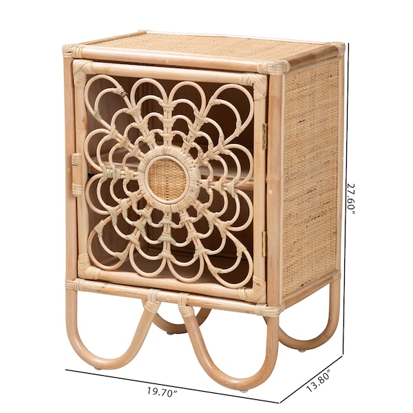 Baxton Studio Acelin Modern Bohemian Natural Brown Rattan Nightstand - 230-13151-ZORO