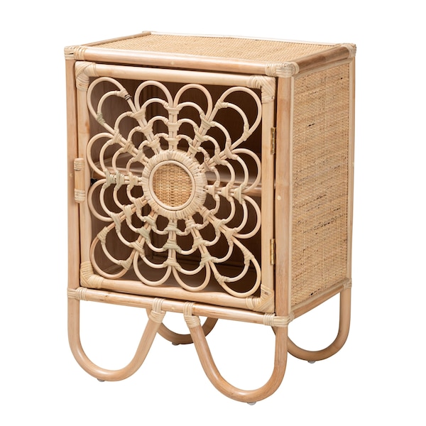 Baxton Studio Acelin Modern Bohemian Natural Brown Rattan Nightstand - 230-13151-ZORO