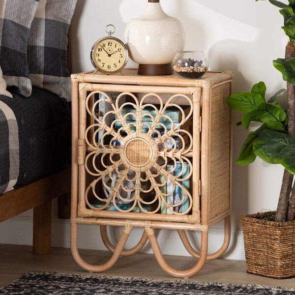 Baxton Studio Acelin Modern Bohemian Natural Brown Rattan Nightstand - 230-13151-ZORO