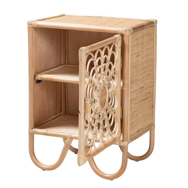 Baxton Studio Acelin Modern Bohemian Natural Brown Rattan Nightstand - 230-13151-ZORO