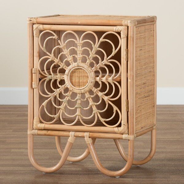 Baxton Studio Acelin Modern Bohemian Natural Brown Rattan Nightstand - 230-13151-ZORO