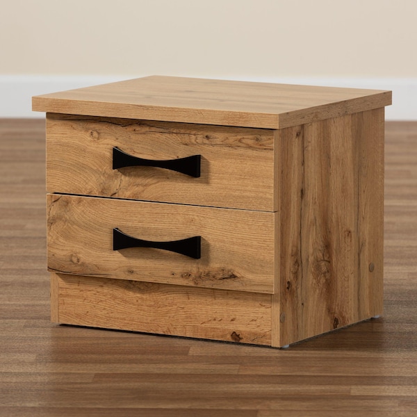 Baxton Studio Colburn Modern and Contemporary Oak Brown Finished Wood 2-Drawer Nightstand - 189-11979-ZORO
