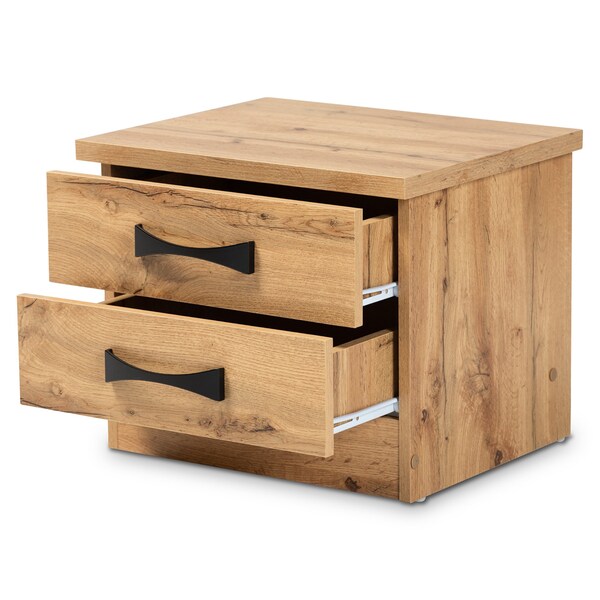 Baxton Studio Colburn Modern and Contemporary Oak Brown Finished Wood 2-Drawer Nightstand - 189-11979-ZORO