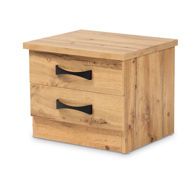 Baxton Studio Colburn Modern and Contemporary Oak Brown Finished Wood 2-Drawer Nightstand - 189-11979-ZORO