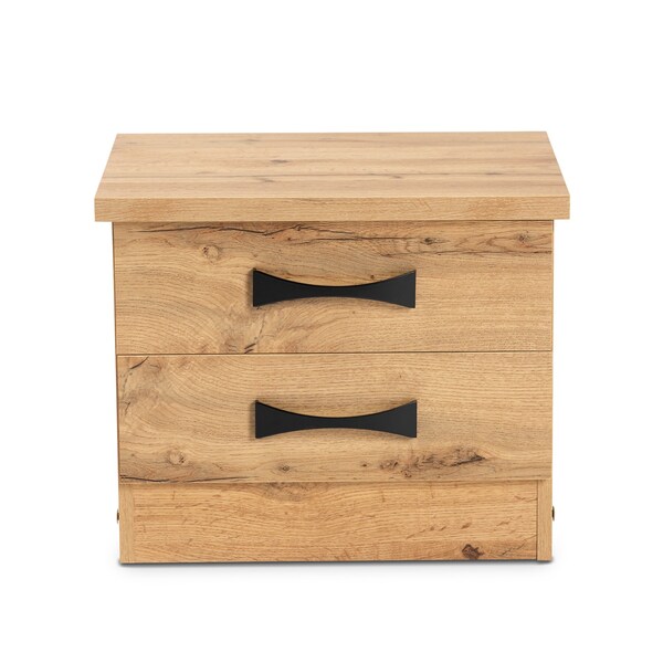 Baxton Studio Colburn Modern and Contemporary Oak Brown Finished Wood 2-Drawer Nightstand - 189-11979-ZORO