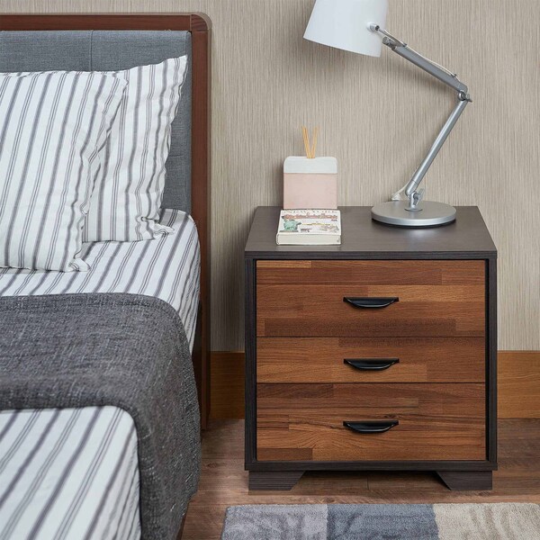 Acme Wooden Nightstand with 3 Storage Drawers in Walnut and Espresso - ER-054ES