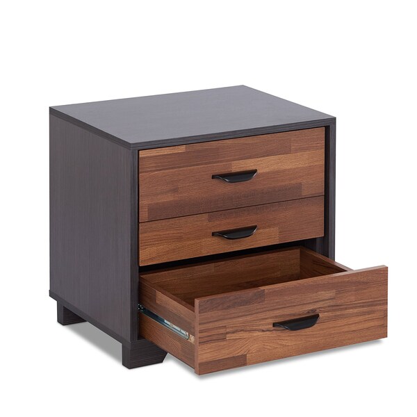 Acme Wooden Nightstand with 3 Storage Drawers in Walnut and Espresso - ER-054ES