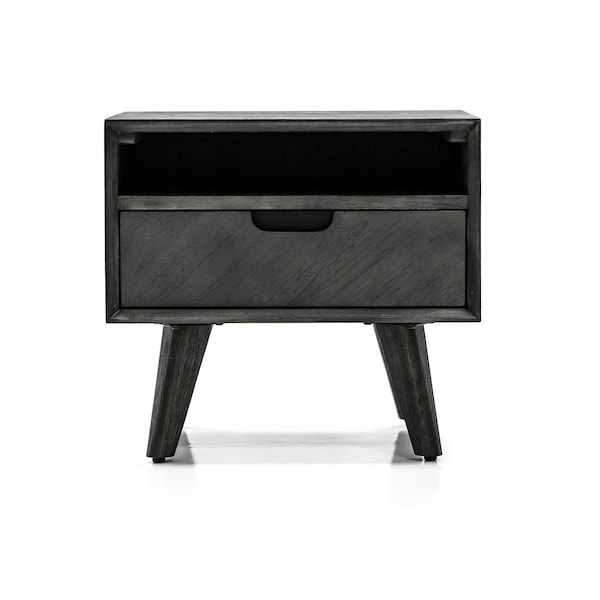 Armen Living Mohave Mid-Century Tundra Gray Acacia Single Drawer Night Stand - LCMOLATG