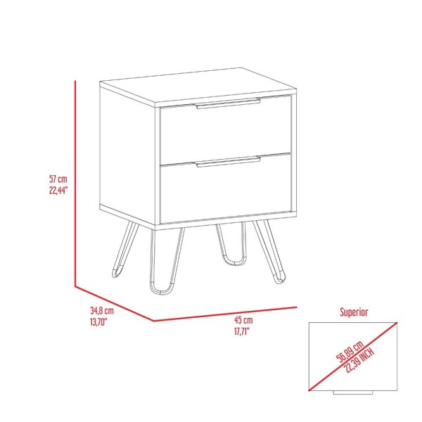 Tuhome Augusta 2 Nightstand, Four Legs, Two Drawers, Black - MLW7032