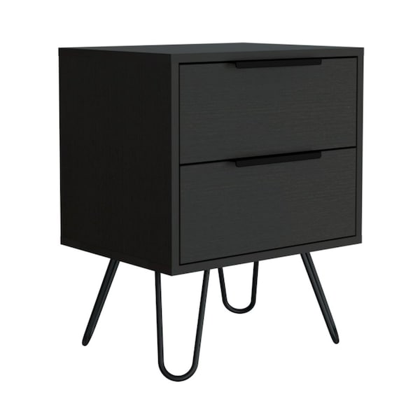 Tuhome Augusta 2 Nightstand, Four Legs, Two Drawers, Black - MLW7032