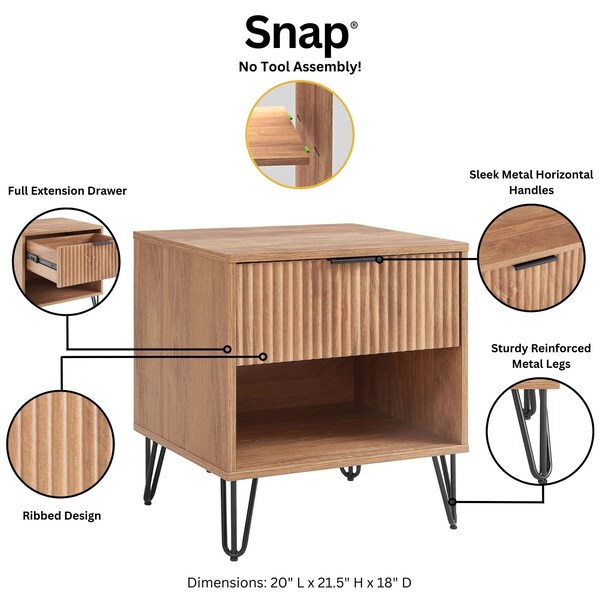 Manhattan Comfort DUMBO 1.0 Nightstand in Golden Brown - NS001-GB