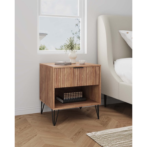 Manhattan Comfort DUMBO 1.0 Nightstand in Golden Brown - NS001-GB