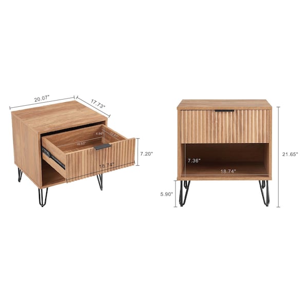 Manhattan Comfort DUMBO 1.0 Nightstand in Golden Brown - NS001-GB
