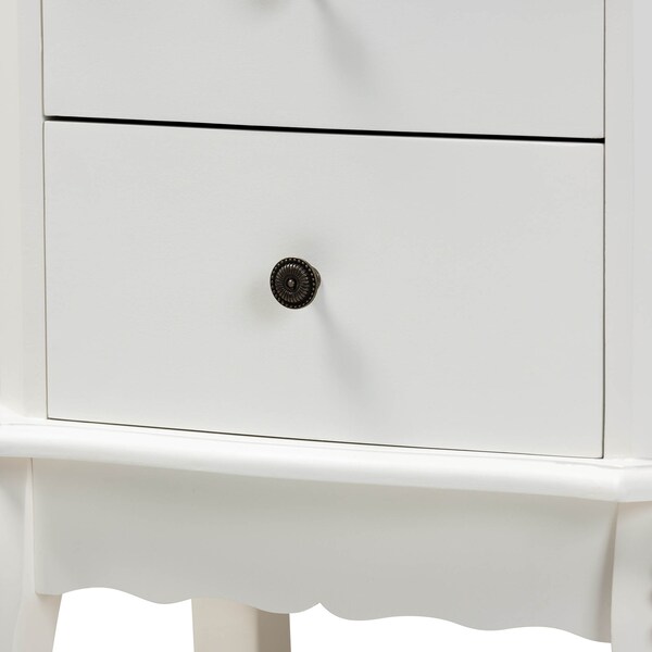 Baxton Studio Sophia French White Finished Wood 2-Drawer Nightstand - 165-10693