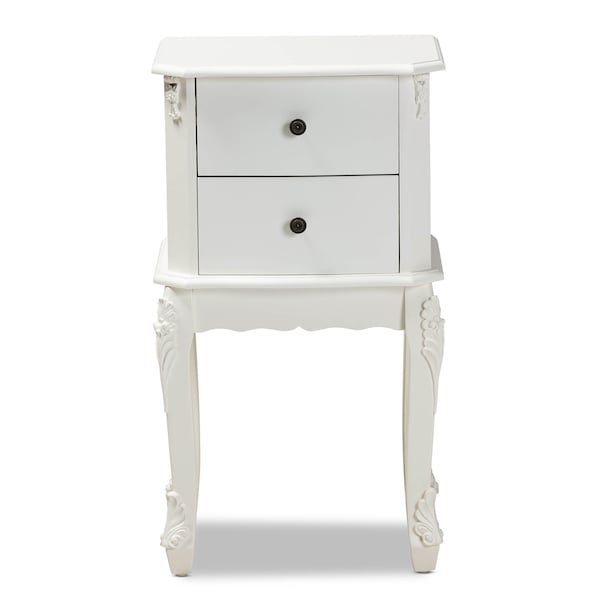 Baxton Studio Sophia French White Finished Wood 2-Drawer Nightstand - 165-10693