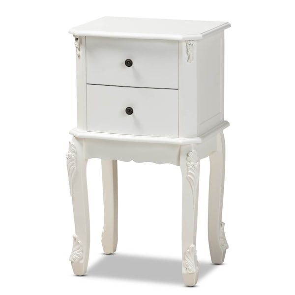 Baxton Studio Sophia French White Finished Wood 2-Drawer Nightstand - 165-10693